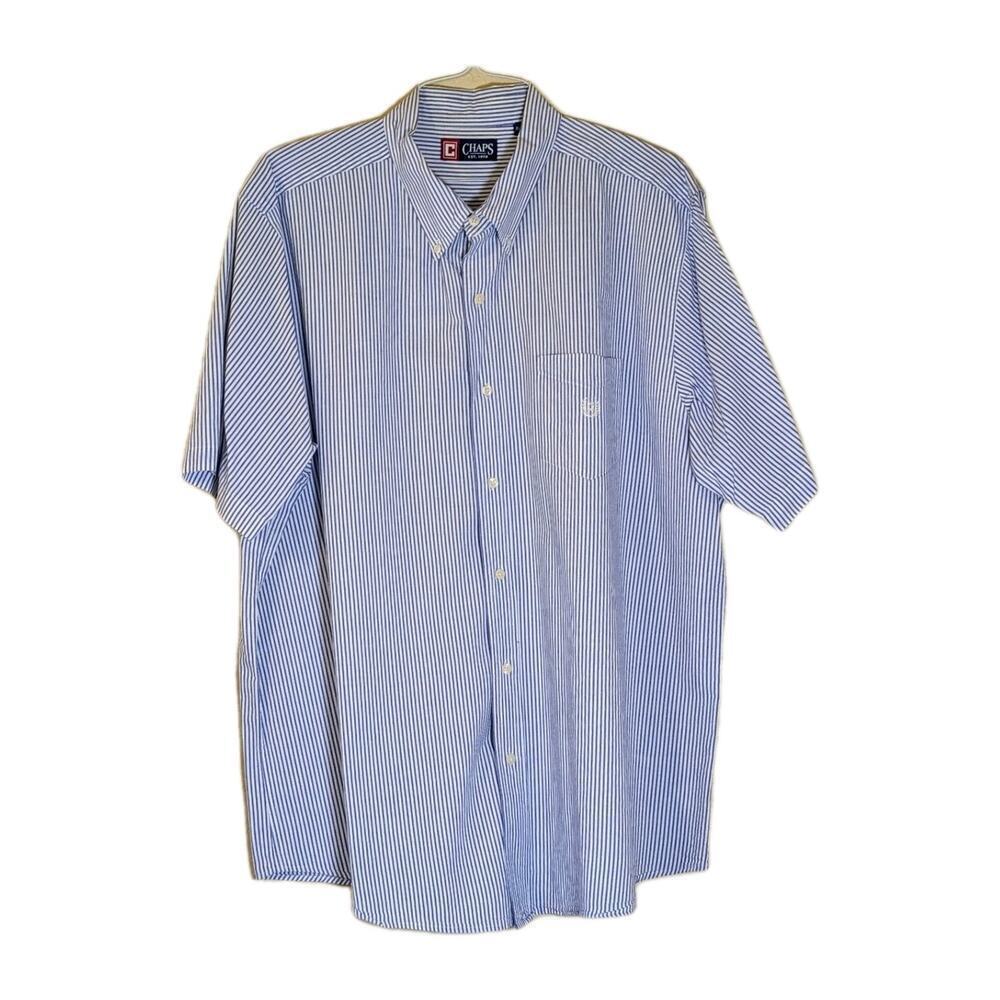 Men’s Chaps 2XL Cotton Pin Striped Short Sleeve Button Down Shirt